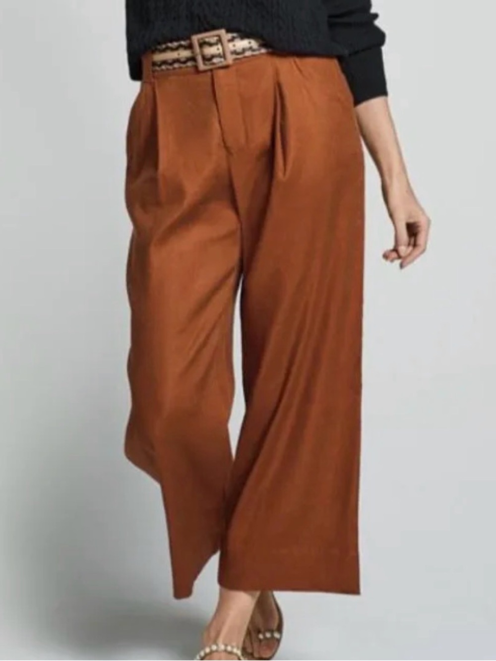 NWOT CAbi Wide-Leg Ankle Pants in Siena Brown